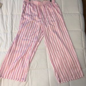 Pink & White Striped Pajama Pants